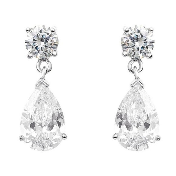 Believe By Brilliance Cubic Zirconia Double Stone Pear Drop Earrings OS NWT - Picture 1 of 14